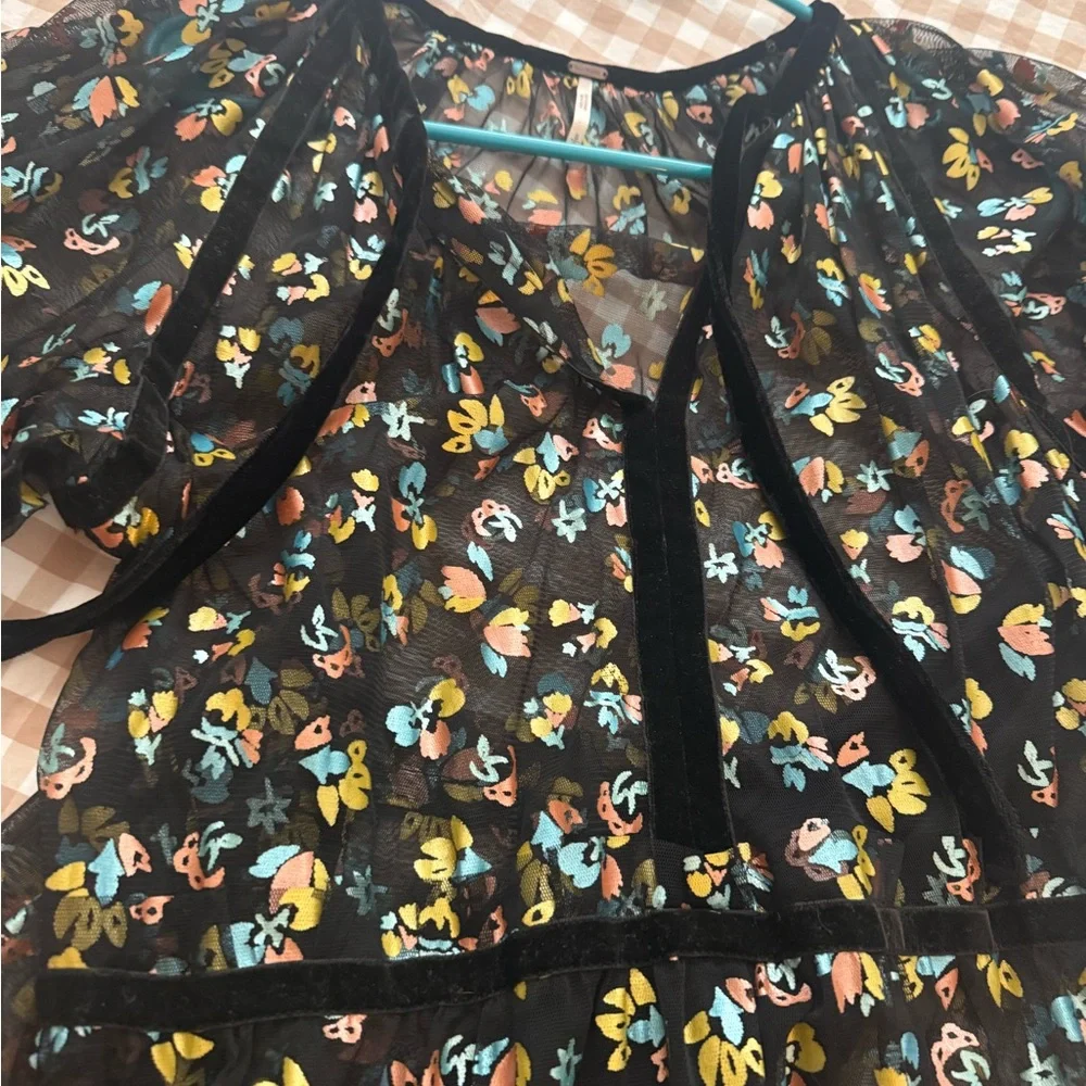 Free People Practical Magic Floral Print Mesh Dress Size S - Picture 4 of 5